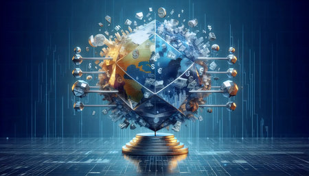 A geometric stablecoin sculpture, Ai generated image