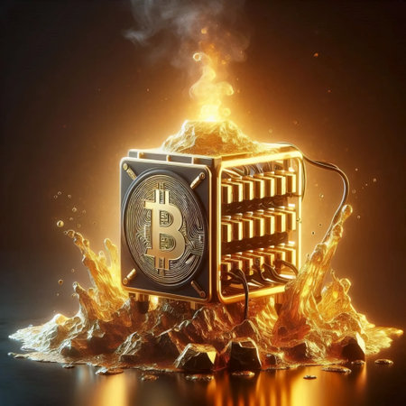Molten gold Bitcoin mining, Ai generated image