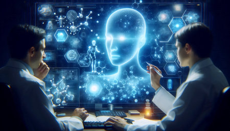 Ai scientist in research lab, Ai generated image
