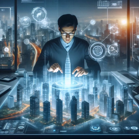 Ai urban planner with officials, Ai generated image