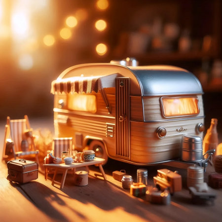 A vintage caravan dollhouse, AI generated image