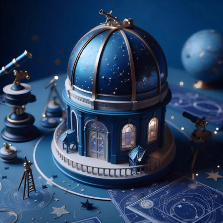 A miniature observatory dollhouse, AI generated image
