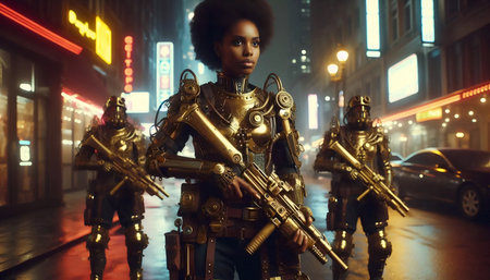 Pneumatic police force, AI generated image