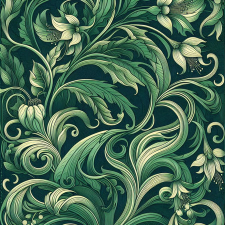 A art nouveau vine fabric pattern, Ai generated image