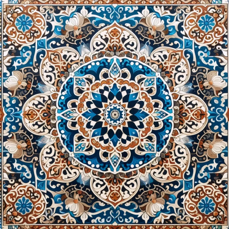 A Moroccan tile inspired fabric pattern, Ai generated image