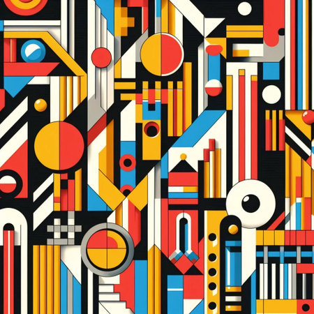 A Bauhaus geometric fabric, Ai generated image