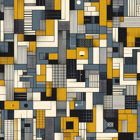 A abstract cubist fabric print, Ai generated image