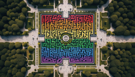 A labyrinth of identity, Ai generated imageの写真素材