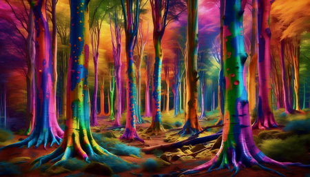 A gender spectrum forest, Ai generated imageの写真素材