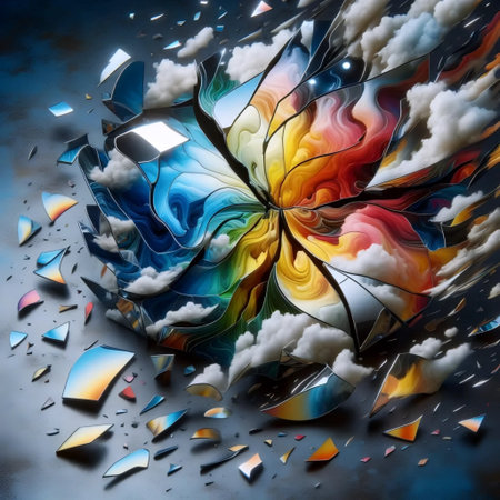 A shattered identity mirror, Ai generated imageの写真素材