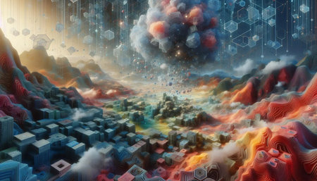 A non-binary surreal landscape, Ai generated imageの写真素材