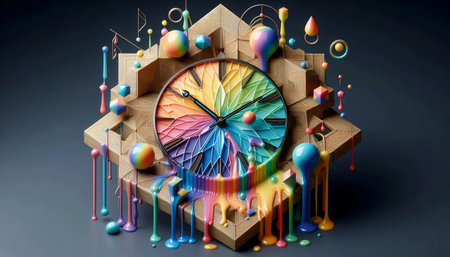 A melting identity clock, Ai generated imageの写真素材