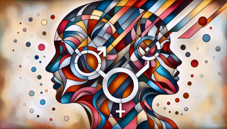 A deconstructed gender symbol, Ai generated imageの写真素材