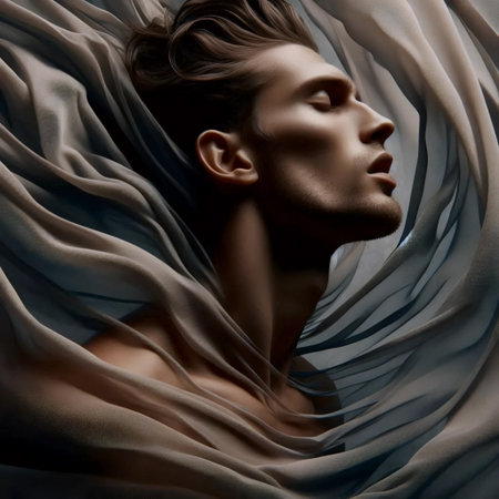 An androgynous fabric sculpture, Ai generated imageの写真素材