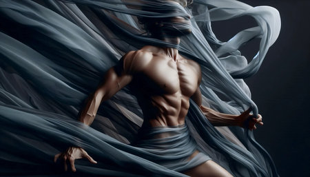 An androgynous fabric sculpture, Ai generated imageの写真素材