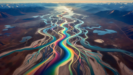 A prismatic identity river, Ai generated imageの写真素材