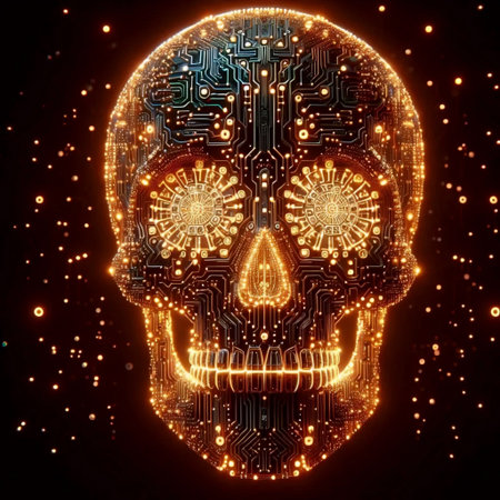 Data Day of the Dead - Cyber Sugar Skullsの写真素材