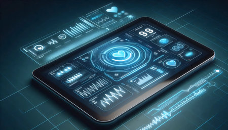 A digital health interface on a tablet, AI generated image