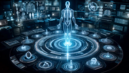 A digital health interface on a tablet, AI generated image