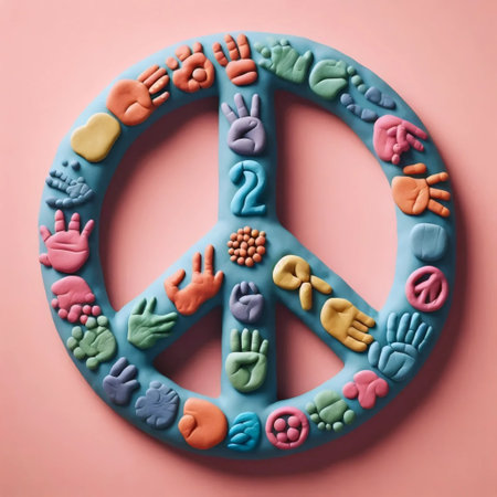 Playdough peace sign with visible fingerprints, Ai generated image