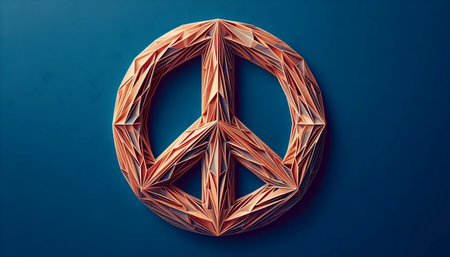 Origami-style folded paper peace symbol, Ai generated image