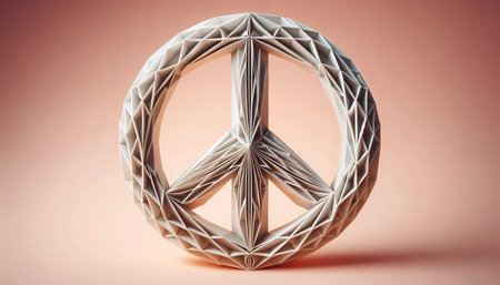 Origami-style folded paper peace symbol, Ai generated imageの写真素材
