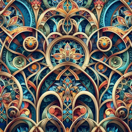 A stained glass mosaic wallpaper, Ai generated image