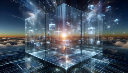 Floating NFT art gallery, AI generated image