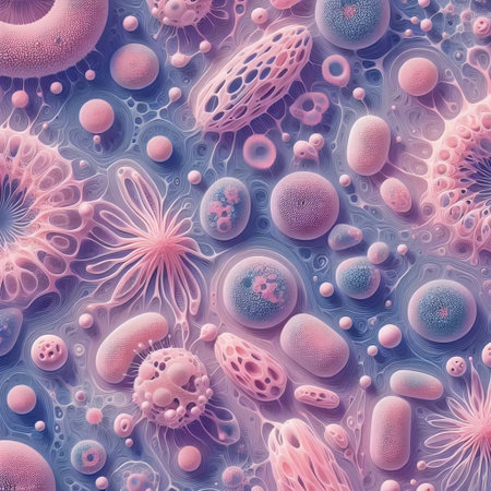 A microscopic cellular wallpaper, Ai generated imageの写真素材