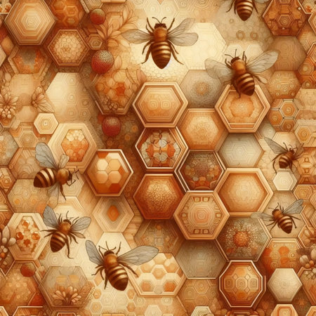 A honeycomb wax wallpaper, Ai generated image