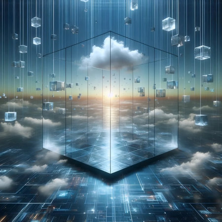 Floating NFT art gallery, AI generated imageの写真素材