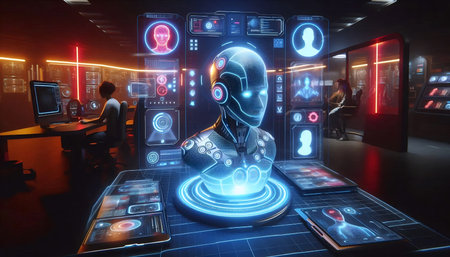 Neon-holographic avatar creation, AI generated image