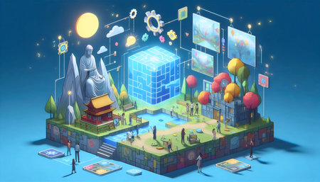 NFT Puzzle Worlds, AI generated imageの写真素材