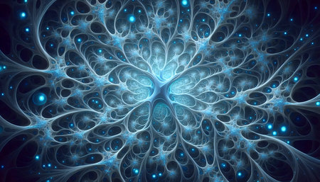 Neural network growth structure, AI generated imageの写真素材
