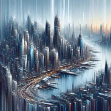 AI Urban Watercolor, AI generated imageの写真素材