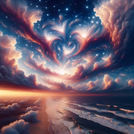 Neural Network Cloudscape, AI generated imageの写真素材