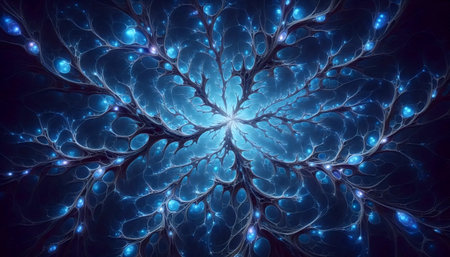 Neural network growth structure, AI generated imageの写真素材