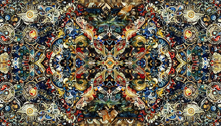 Generative cultural hybrid pattern, AI generated imageの写真素材