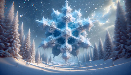 Neural Network Snowfall, AI generated imageの写真素材