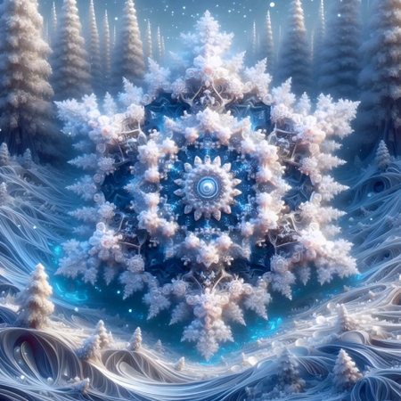 Neural Network Snowfall, AI generated imageの写真素材