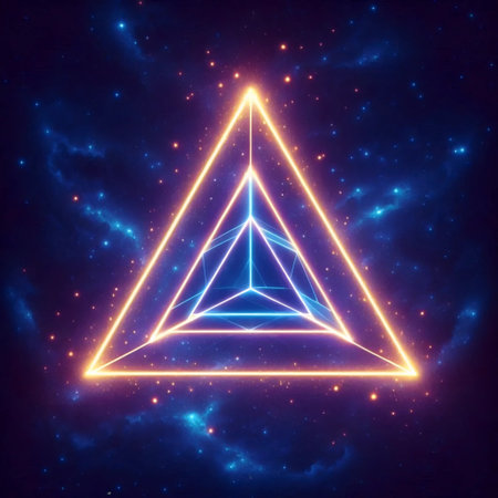 A floating impossible triangle in space, AI generated image