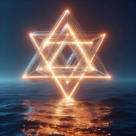 A floating impossible pentagon, AI generated imageの写真素材