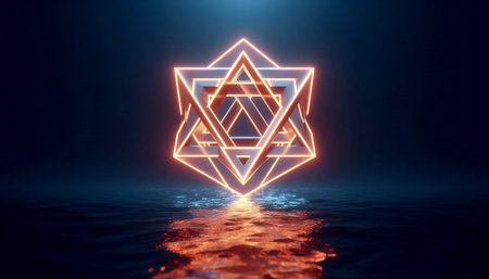 A floating impossible pentagon, AI generated imageの写真素材