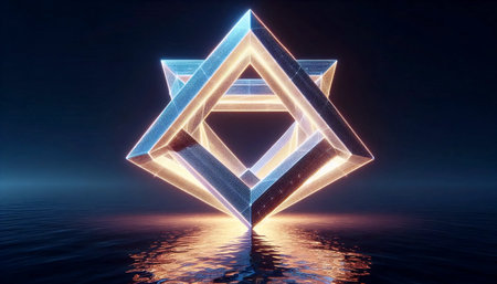 A floating impossible pentagon, AI generated image
