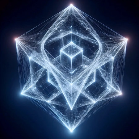 An infinite 4D hypercube tesseract, AI generated imageの写真素材