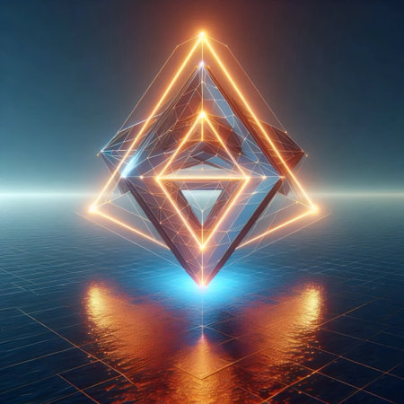 A floating impossible pentagon, AI generated imageの写真素材