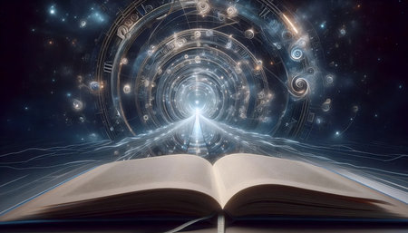 An infinite mirror book, AI generated image
