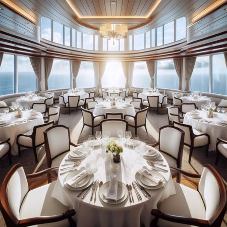 A gourmet dining experience on a cruise, Ai generated image