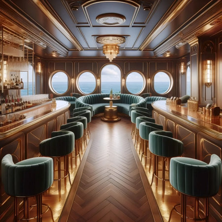 A retro 1920s-style cruise ship lounge, Ai generated imageの写真素材