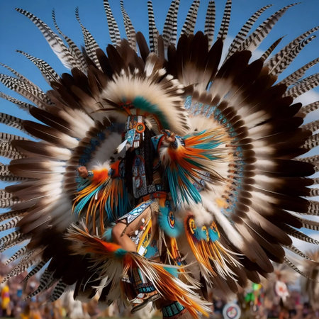 Native American powwow dancer, Ai generated image